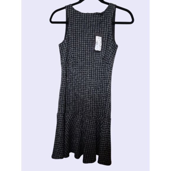 PINKO Black & Gray Houndstooth Wool Blend Sleeveless Mini Dress preppy Sz 4 NWT - Picture 1 of 13